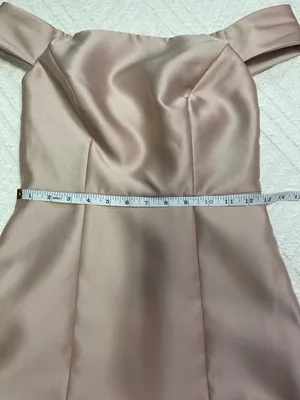 ALFRED SUNG Off-Shoulder Prom Dress in Tan - Size 0 thumbnail 12