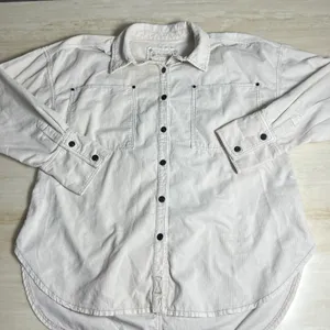 We The Free Free People Cream Corduroy Button Down Shirt Shacket Womens M OB1533 thumbnail 7