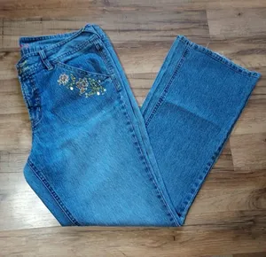 d. jeans Bootcut floral embroidered sz 16 Girlhoodcore feminine grandma 90s Y2K thumbnail 1