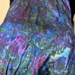 Lanz Originals Vintage Black Velvet Metallic Brocade Floral‎ Midi Dress USA Made thumbnail 5