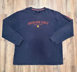 American Eagle Outfitters Long Sleeve‎ Navy Red Logo Heavy Cotton XL thumbnail 1