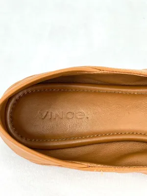 Vince Kali Gathered Ruched Camel Tan Soft Nappa Leather Ballet Flat US 7.5 thumbnail 5