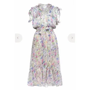 MISA Los Angeles Dress Small Watercolor Floral Midi Smocked Rainbow Boho #BB13-1 thumbnail 12