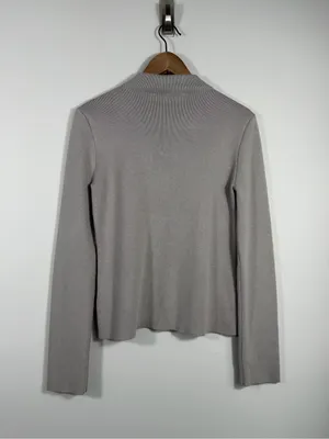 Cyrus Women’s Small Gray Mock Neck Ribbed Knit Stretch Sweater Top thumbnail 2