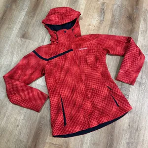 COLUMBIA | Women's Interchange Red‎ Patterned Lightweight Hooded Rain Jacket, S thumbnail 1