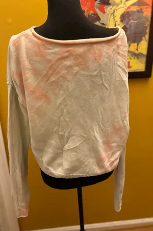 Women’s Junior’s Arizona Pastel Tie Dye Boxy Loose Cropped Lightweight Sweater Size Medium thumbnail 2