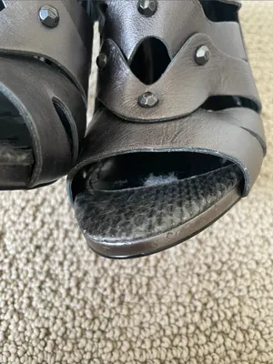 White House | Black Market Women's Metallic Gray Strappy Peep-Toe High Heels thumbnail 7