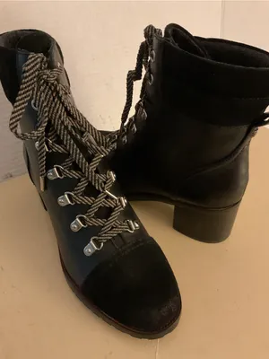 Sam Edelman women black combat Manchester boots US 9 thumbnail 1