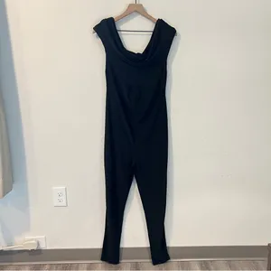 CLUB L LONDON Off The Shoulder Black Maternity Bardot‎ Fitted Jumpsuit thumbnail 2