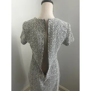Calvin Klein Tweed Sheath Dress sz 4 Small Office Chic Striped Preppy Minimalist thumbnail 5