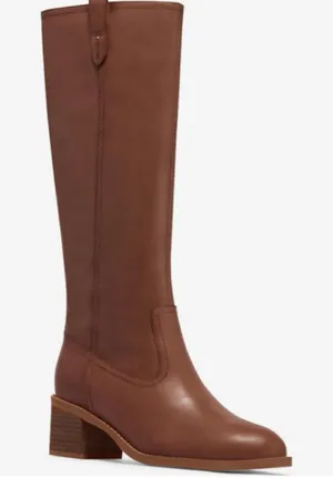 NEW Coutgo Brown Knee High Low Chunky Heel Round Toe Tall Boots 8 thumbnail 1