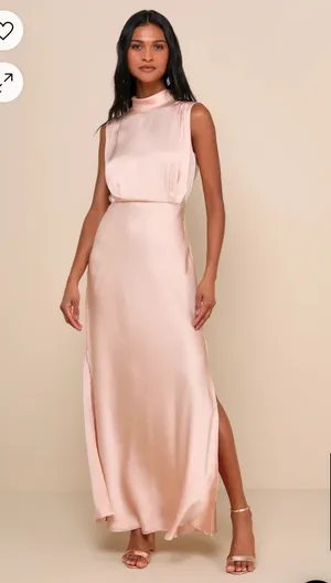 Lulus Blush Pink Satin Maxi Dress thumbnail 1