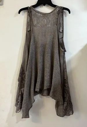Y2K Whimsigoth Fairy Tunic Top Dress Lace Sequin Asymmetrical Gray Wool Mohair thumbnail 2