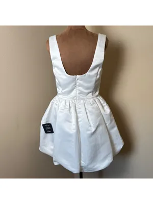 NWT Lulus Regal Cutie Satin Mini Dress Womens Small White Bridal Bachelorette thumbnail 2