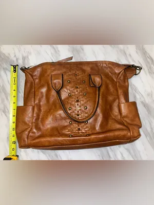 Steve Madden Brown Faux Leather Satchel Crossbody Bag Studded Boho Tote thumbnail 9