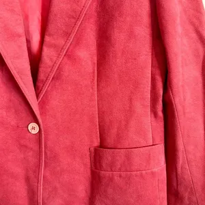 Vintage Pink Suede Blazer Jacket‎ Cropped Tailored 90s Womens Size Medium thumbnail 5