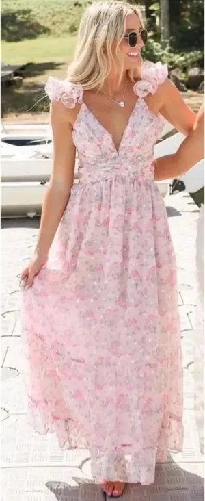 These Three Boutique Pink floral dress thumbnail 1