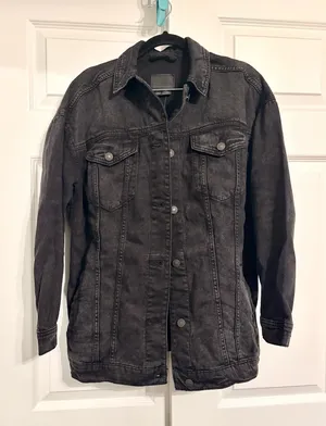 American Eagle Black Denim Jacket thumbnail 1
