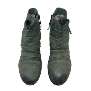 Miz Mooz Sunny Green Leather‎ Ankle Booties Boots Ruched Zip EU 36 US 6 Womens thumbnail 4