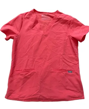 Figs technical collection coral vneck scrub top Sz M thumbnail 1