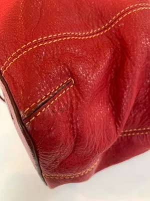 Vintage Y2K Marc Chantal Classic Ruby Red Pebbled Leather Shoulder Bag Purse thumbnail 5