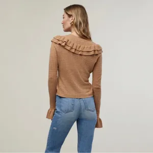 NWT Pointelle Ruffle Sweater Size XS thumbnail 3