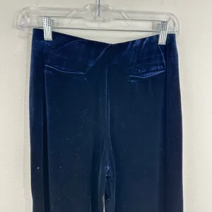MNG Mango Navy Blue Velvet Pants Women's Straight Leg Pull On‎ Contemporary Chic thumbnail 8