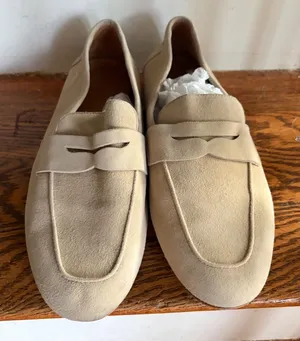 Quince Suede Penny Loafers Sand Beige Size 9.5 Women Slip On Flat Shoes thumbnail 1
