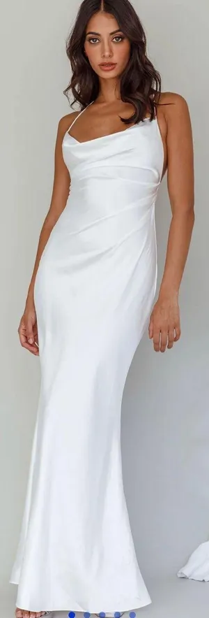 Selfie Leslie, White, Satin, Maxi Dress, NWT thumbnail 1