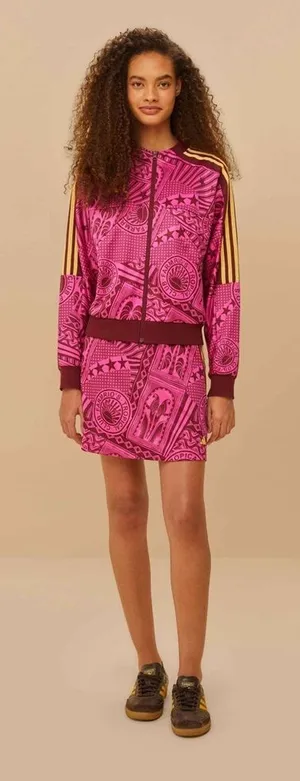 NWT Farm Rio Adidas Skirt Tropical Club Pink Fuchsia Magenta Graphic Print thumbnail 1