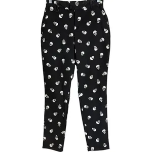 HOT TOPIC Black White Skull Print Tapered Alternative Goth Pants Small‎ thumbnail 2