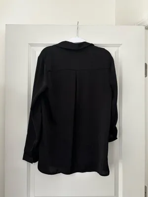 Candidly Chan black satin button down thumbnail 3