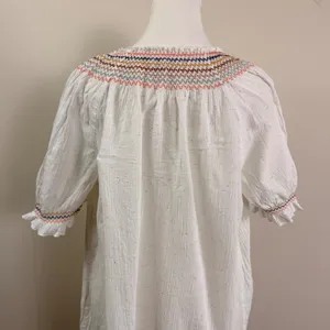 Madewell White Gauze Confetti Smocked Dress Short Sleeve Boho Cotton Large thumbnail 4