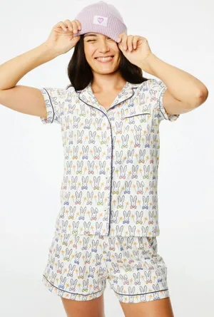 Roller Rabbit Celebration Bunnies Polo Pajama Set XS thumbnail 1