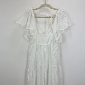 Madewell Tie Back Flutter Sleeve Tiered Midi Dress White Cottagecore US 8 NWT thumbnail 16