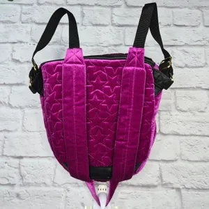 Luv Betsey Johnson Magenta Velvet Quilted Star Mini Backpack Hot Pink Y2K Purse thumbnail 7