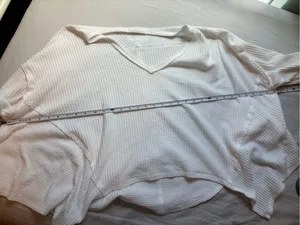 Free People We The Free White Waffle Knit Oversized Thermal Top S thumbnail 7
