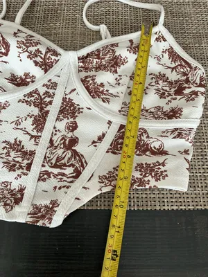 SHEIN Toile Corset Top & Maxi Skirt Set Brown Cream M thumbnail 13