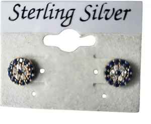 Sterling Silver Blue White Stud Earrings One Size thumbnail 1