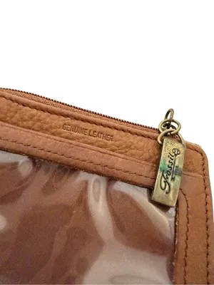 Fossil Tan Leather Trifold Wallet Keychain Clip Snap Cardholder One Size Women's thumbnail 6