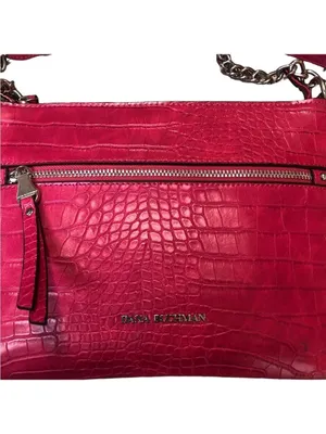 Dana Buchman Raspberry Croc Embossed Crossbody Bag Faux Leather, NWT thumbnail 6