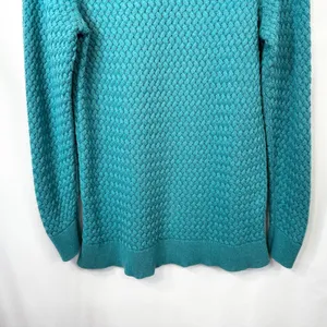 LL Bean Large Sweater Teal Textured Knit Crew Neck Long Sleeve Cotton‎ 1702 thumbnail 7