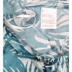 NEW State of Day Womens Crepe De Chine Pajama Sleep Shorts Palm Blue Green S thumbnail 4
