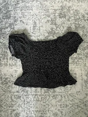 PacSun Black and White Floral Puff-Sleeve Top thumbnail 2
