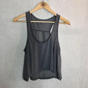 American Eagle Gray Cropped Mesh Tank Top thumbnail 4