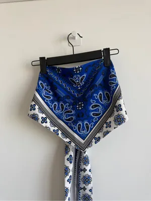 superdown Blue Bandana Strapless Handkerchief Crop Top thumbnail 2