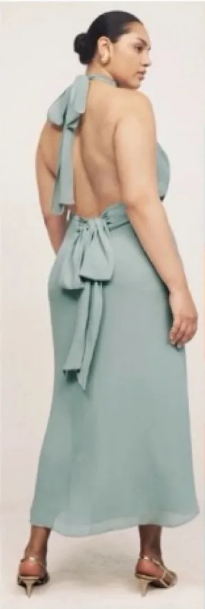 NWT Reformation Lisbeth Dress size 12 Large Celadon Midi formal dress green thumbnail 1