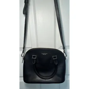 Kate Spade Black Pebbled Leather Dome Satchel Crossbody Bag Capsule‎ Purse thumbnail 2
