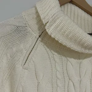 ST. JOHN'S BAY | NWT Woman's Cream Chunky Knit Zip Turtleneck Sweater, Size S‎ thumbnail 4