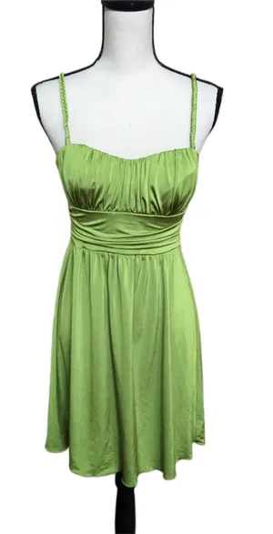 2000s Y2K Stretch Chartreuse Green Bright Spaghetti Strap Dress S thumbnail 1